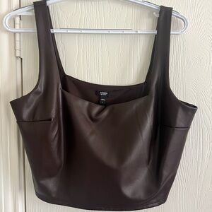 Express Dark Brown Leather Women's Crop Top